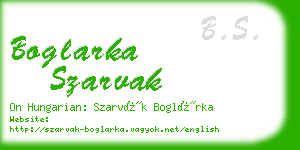 boglarka szarvak business card